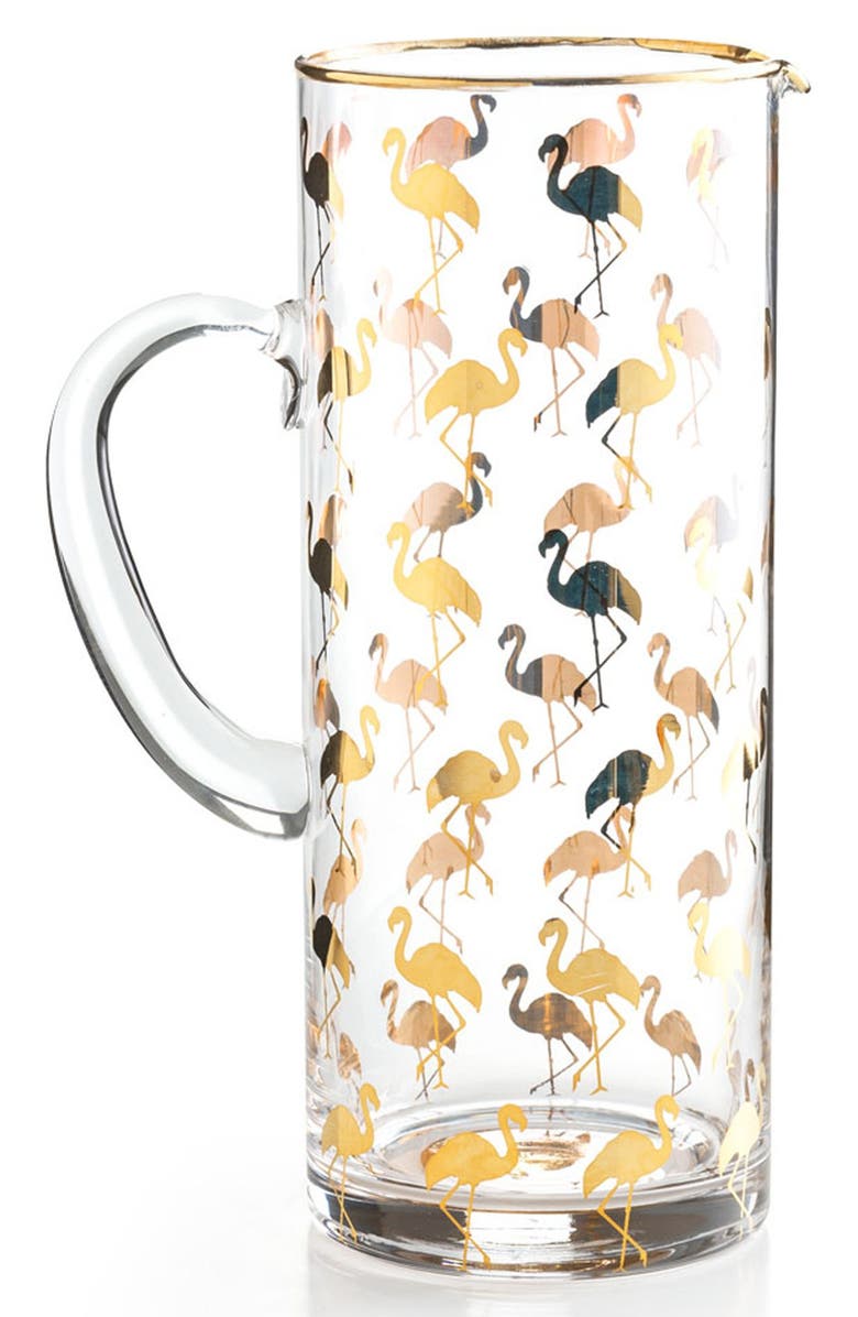 Rosanna Flamingo Glass Pitcher, Main, color,