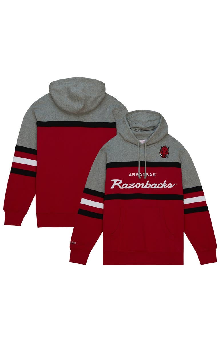 Mitchell & Ness Men's Mitchell & Ness Crimson Arkansas Razorbacks Head Coach Pullover Hoodie, Main, color, Crimson