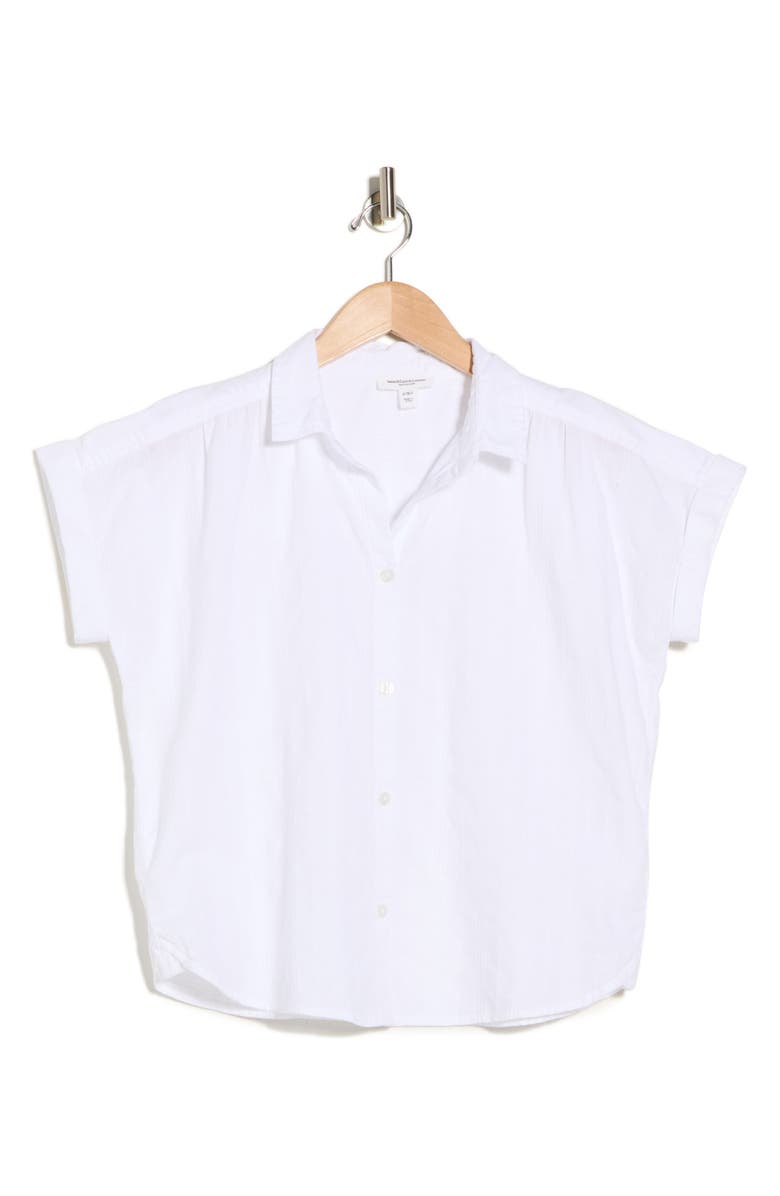beachlunchlounge Short Sleeve Button Down Shirt, Alternate, color, White