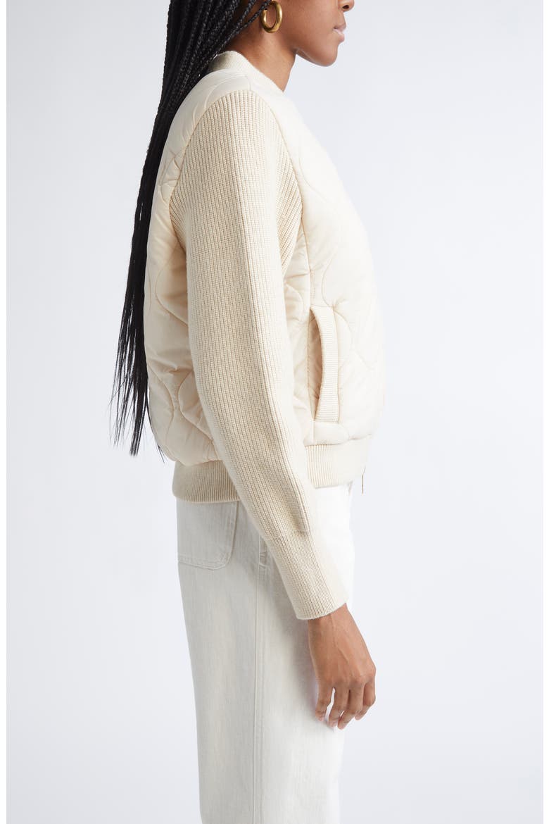 Miranda Mixed Media Quilted Jacket, Alternate, color, BONE