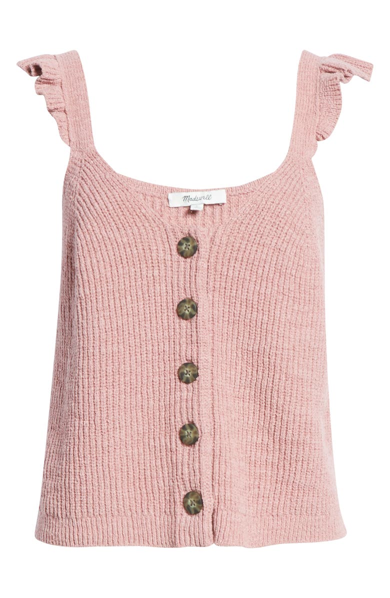 Madewell Ruffle Strap Button Front Sweater Tank, Alternate, color, 