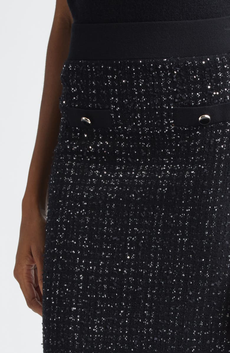 Veronica Beard Corbin Sequin Knit Pencil Skirt, Alternate, color, Black