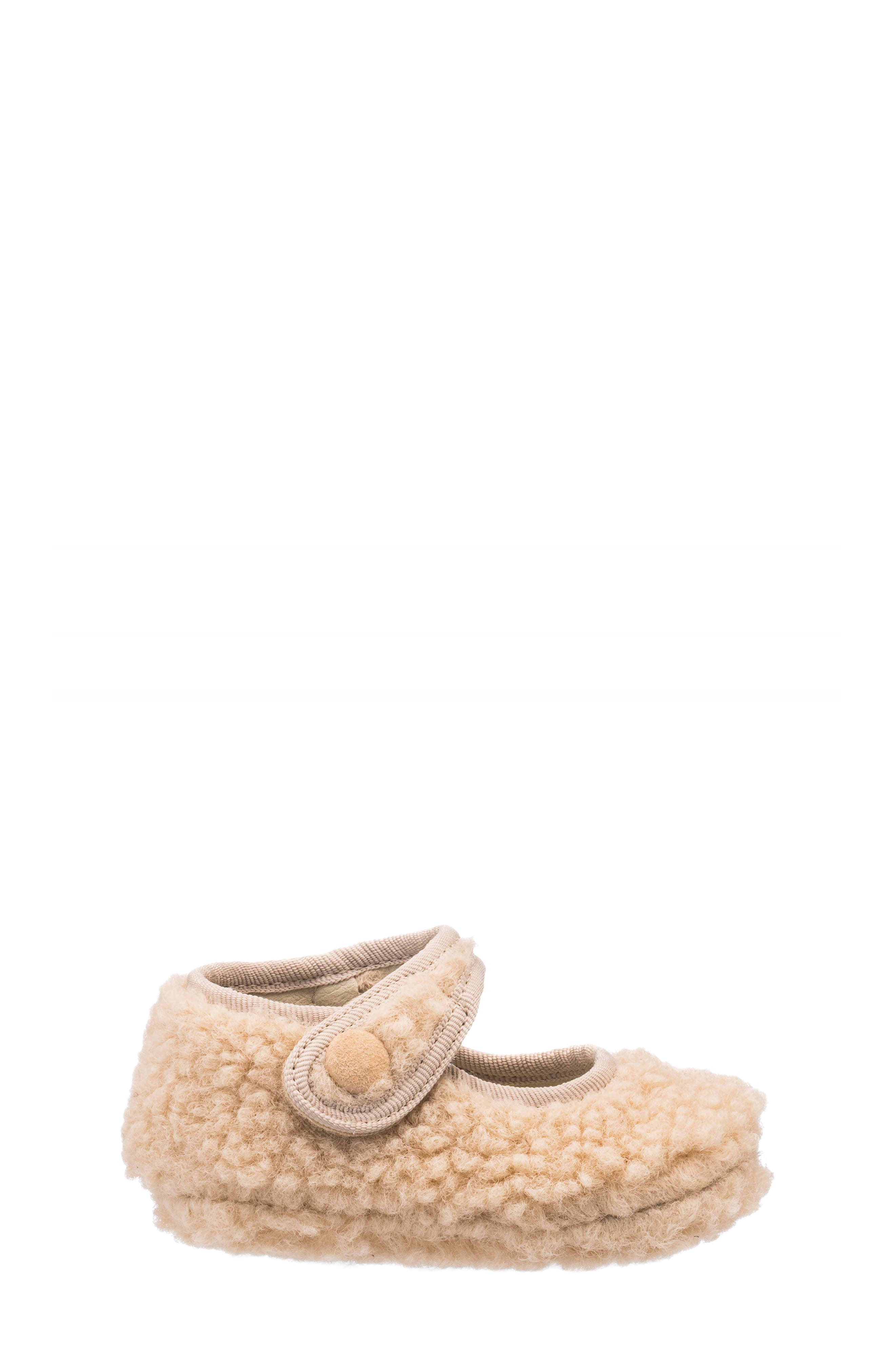 Elephantito Faux Shearling Mary Jane Flat, Alternate, color, Beige
