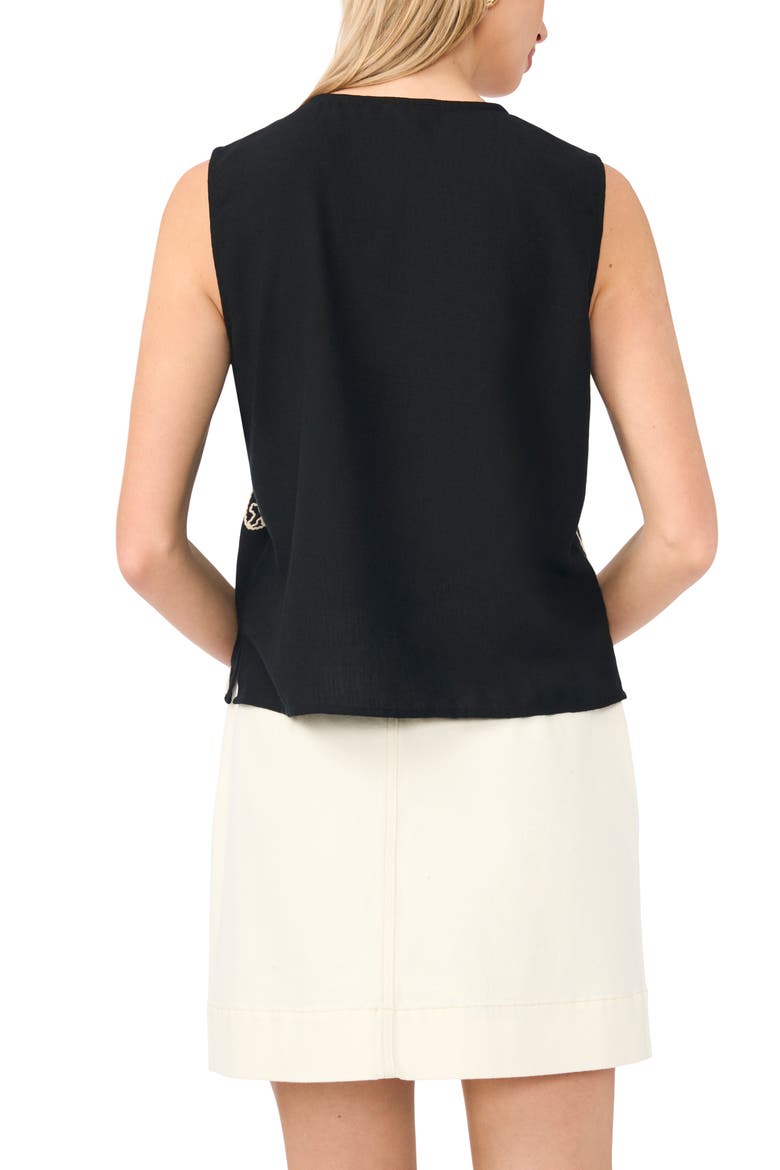 Embroidered V-Neck Sleeveless Top, Alternate, color, RICH BLACK