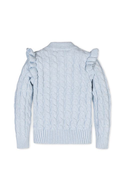 Hope & Henry Kids' Organic Long Sleeve Mock Neck Sweater With Ruffle In Blue