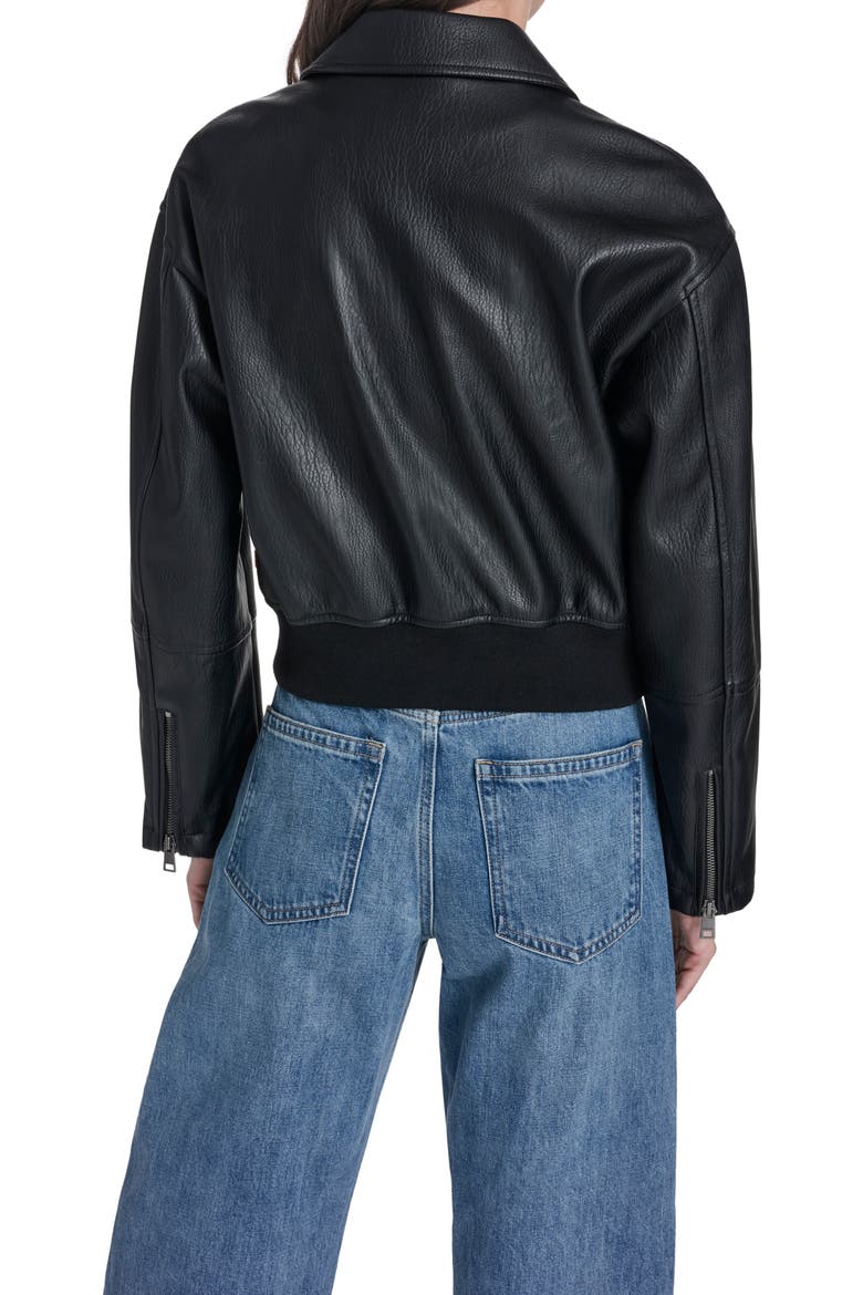 Faux Leather Bomber Jacket, Alternate, color, BLK BLACK
