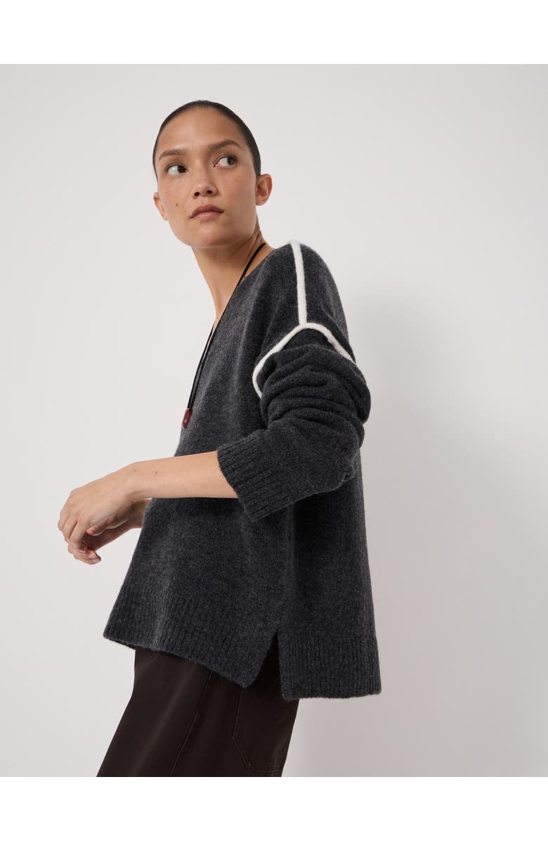 Hush Billie Wool Blend V Neck Sweater, Alternate, color, Charcoal Marl