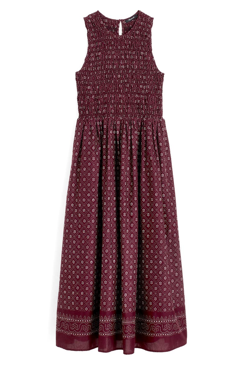 The Melody Smocked Cotton Midi Dress in Daisy Print, Alternate, color, DUSTY PLUM