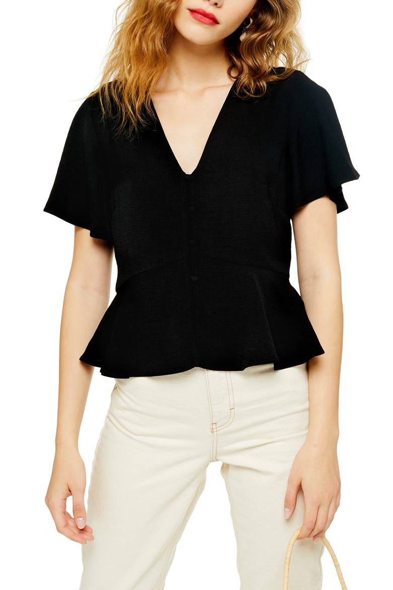 Meghan Front Button Top, Main, color, BLACK