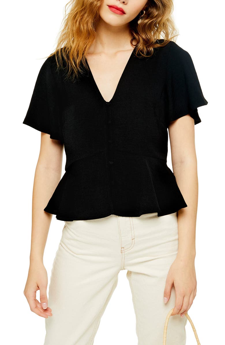 Topshop Meghan Front Button Top, Main, color,
