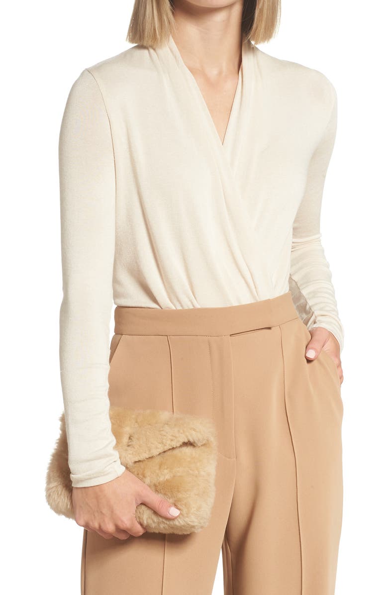 Saint Laurent Small Lou Puffer Genuine Shearling Pouch, Alternate, color,