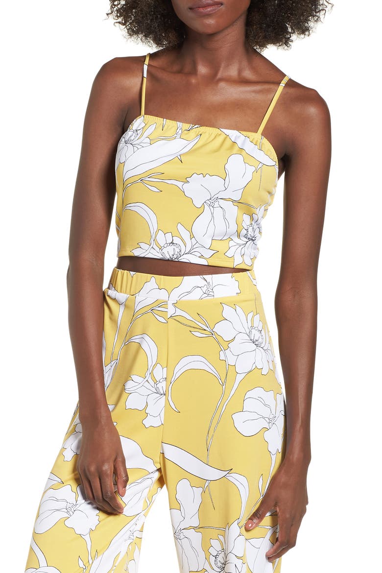 Floral Print Crop Top, Main, color, YELLOW FLORAL