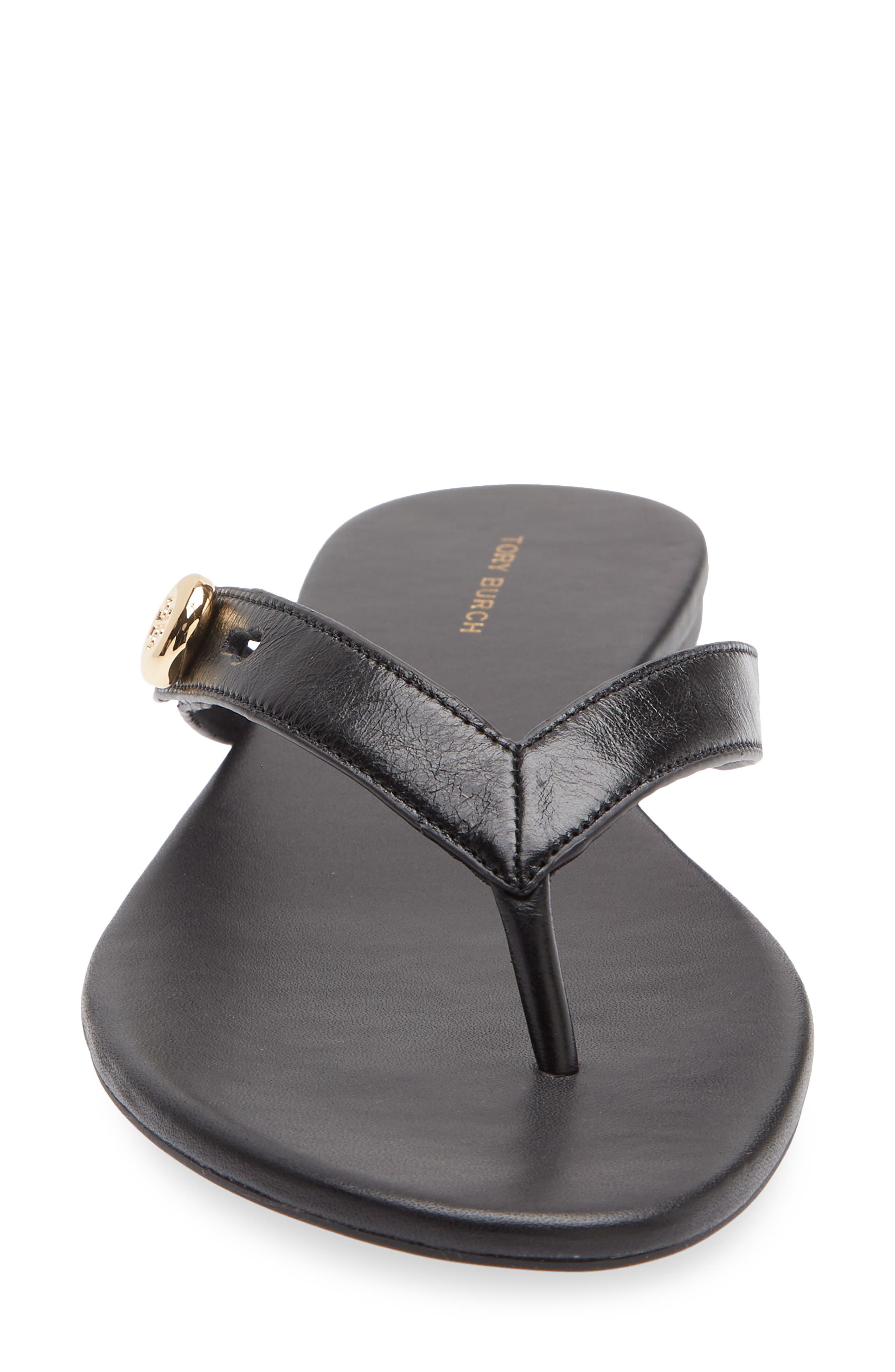Tory Burch Romy Leather Thong Sandal, Alternate, color, Perfect Black