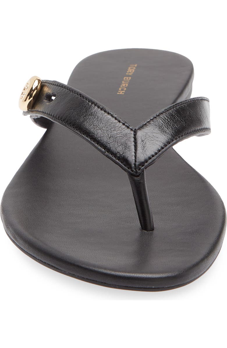 Tory Burch Romy Leather Thong Sandal, Alternate, color, Perfect Black