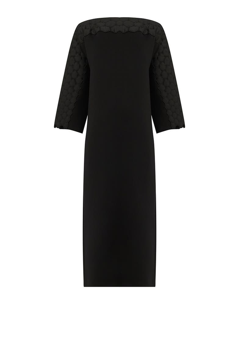 Quilted Embroidered Dress, Main, color, Black