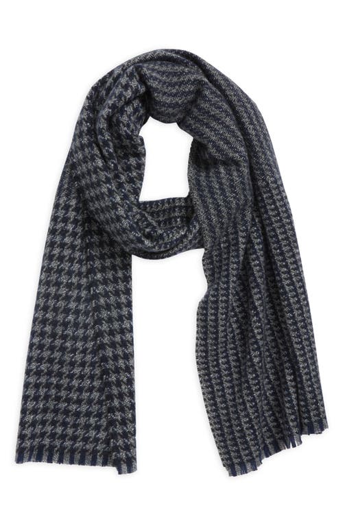 Andrew Stewart Houndstooth Cashmere Scarf In Black