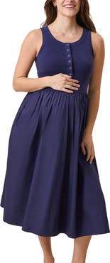 Kindred Bravely Charlotte Mixed Media Maternity & Nursing Midi Dress
