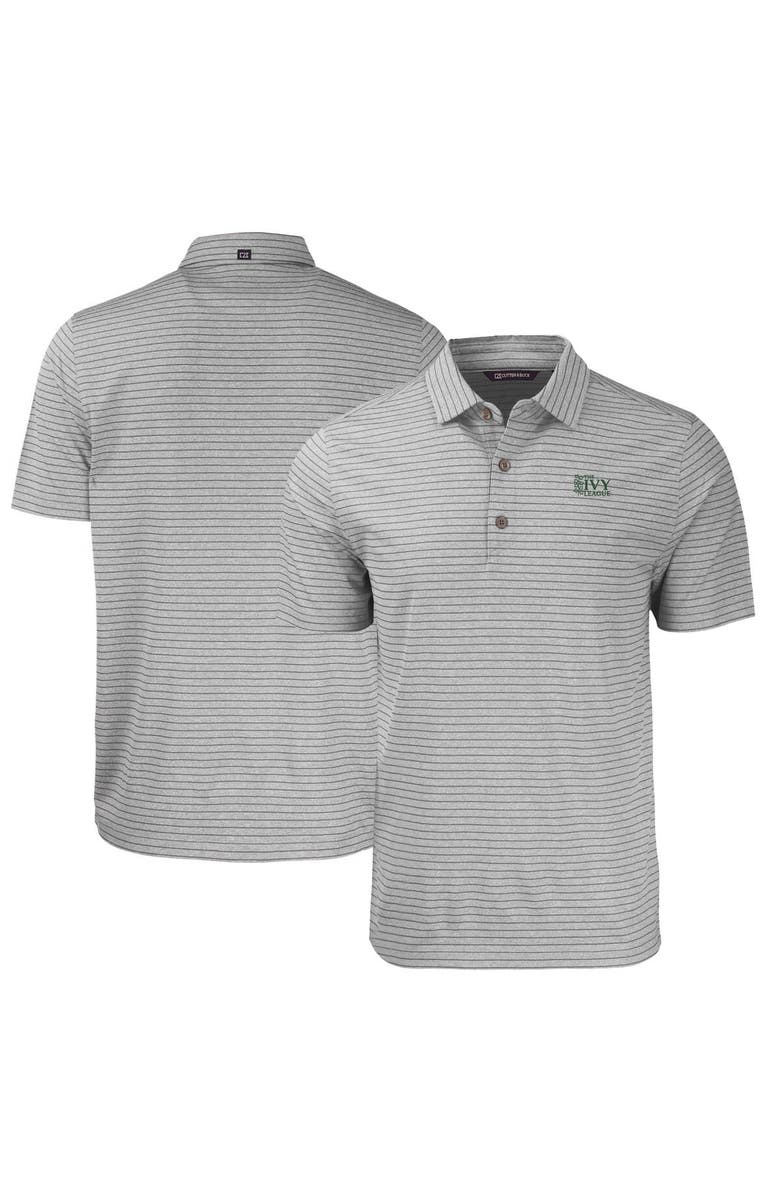 Cutter & Buck Men's Cutter & Buck  Heather Gray Ivy League Tri-Blend Forge Eco Double Stripe Stretch Recycled Polo, Alternate, color, 