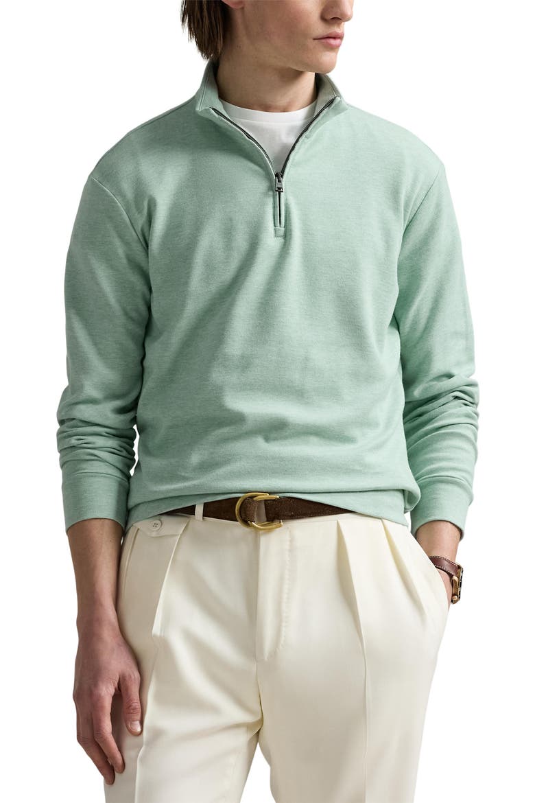 Textured Double Knit Quarter Zip Pullover, Main, color, SCOTCH PINE HEATHER/ BLACKBOOT