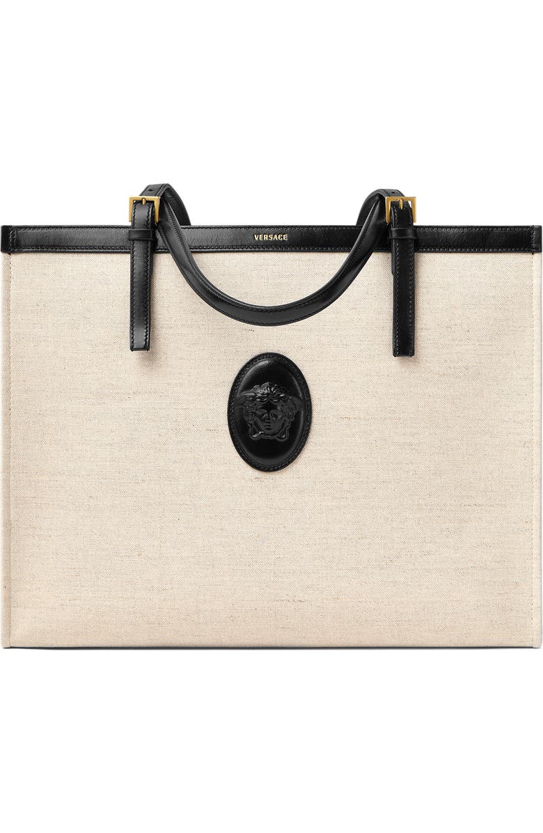 Versace Large Rivière Canvas Tote, Main, color,