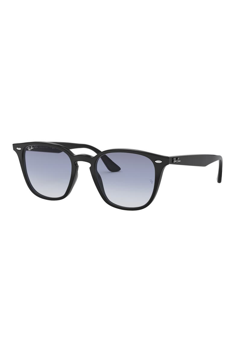 52mm Square Sunglasses, Alternate, color, BLACK / LIGHT BLUE