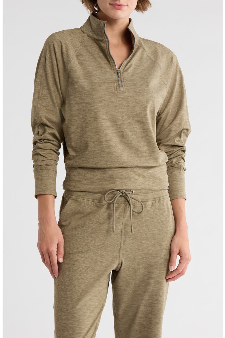 Space Dye Half Zip Sweatshirt, Main, color, UTILITY GREEN SPACE