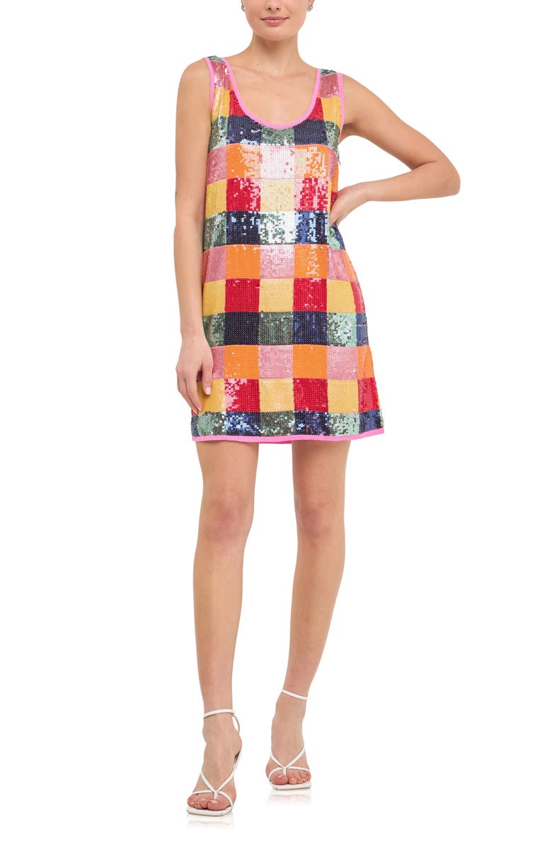 Endless Rose Check Sequin Minidress, Main, color,