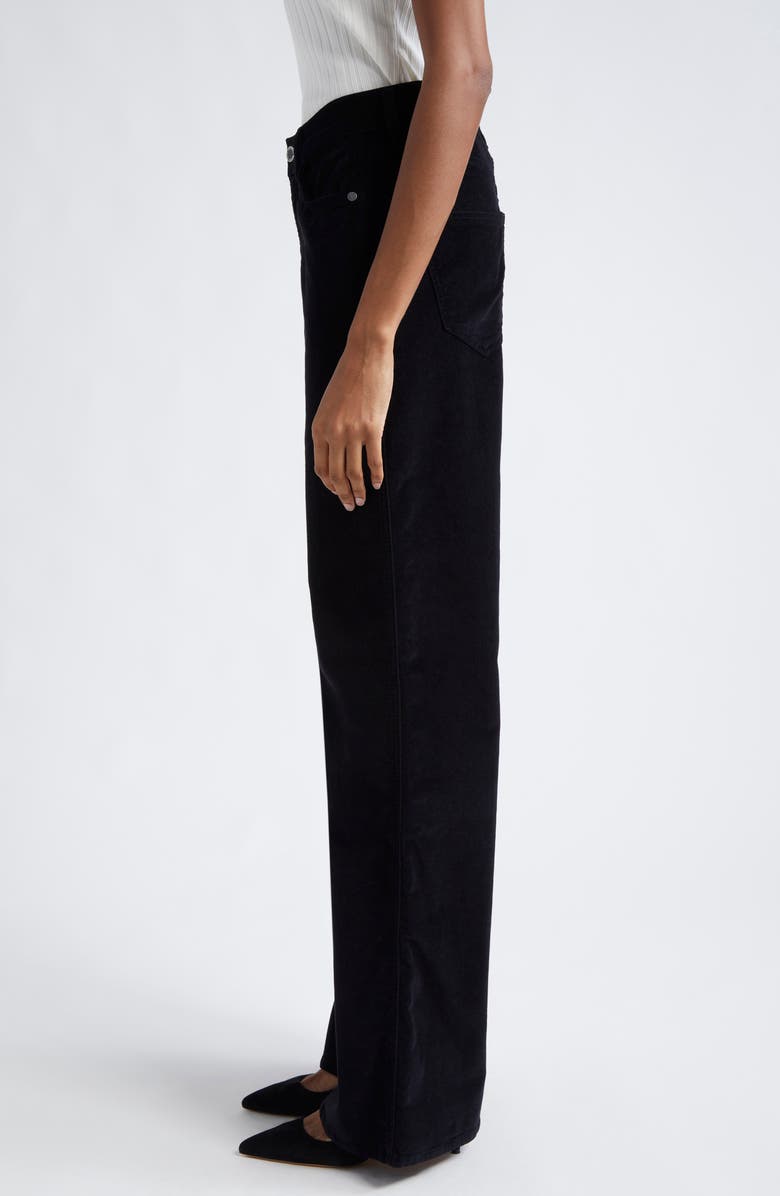 Veronica Beard Taylor Velvet High Waist Wide Leg Jeans, Alternate, color, Black