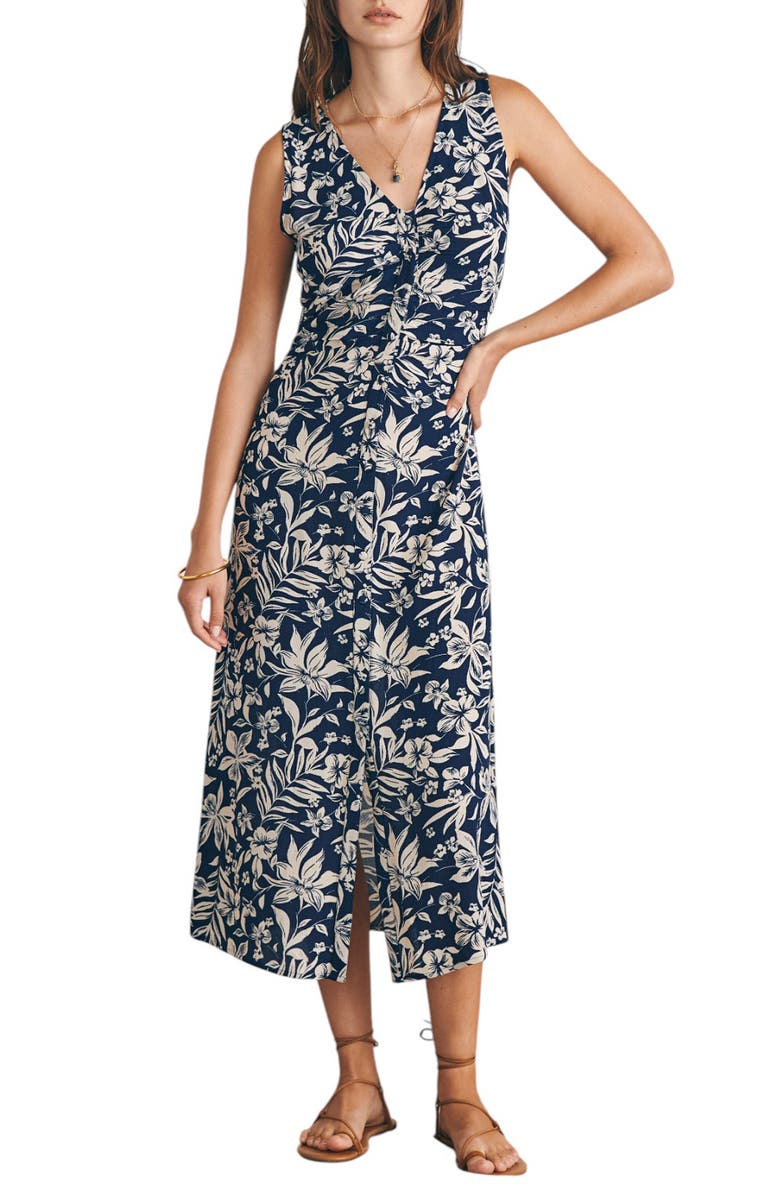 Faherty Siena Midi Dress, Main, color, Navy Canopy Floral