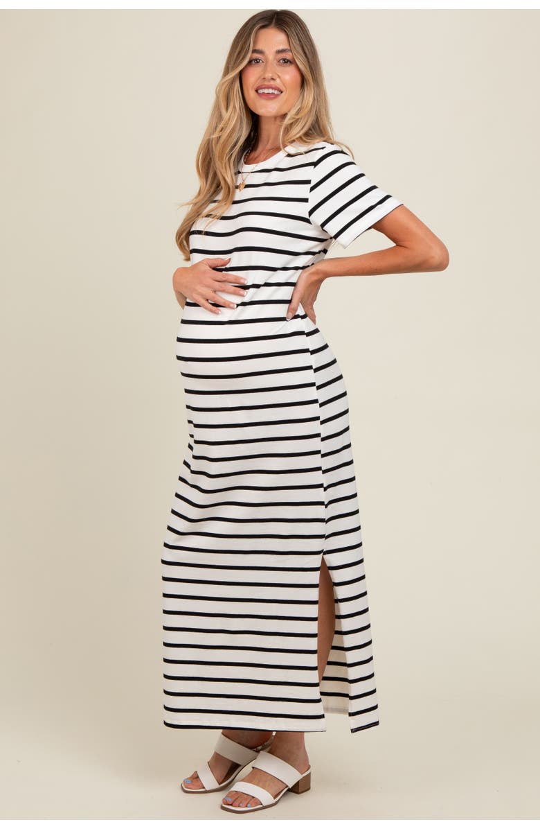 PinkBlush Striped Side Slit Maxi Dress, Alternate, color, White