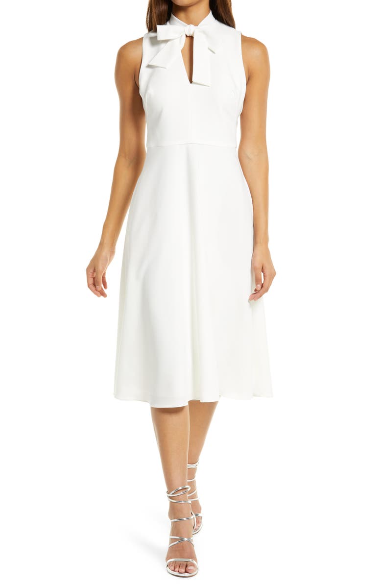 Black Halo Carolina Fit & Flare Dress, Main, color, Pearl