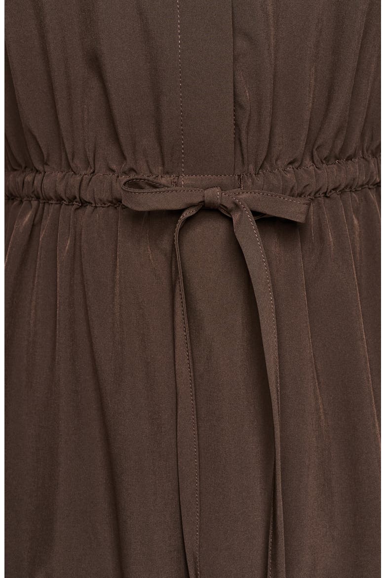Drawstring A-Line Midi Dress, Alternate, color, COFFEE