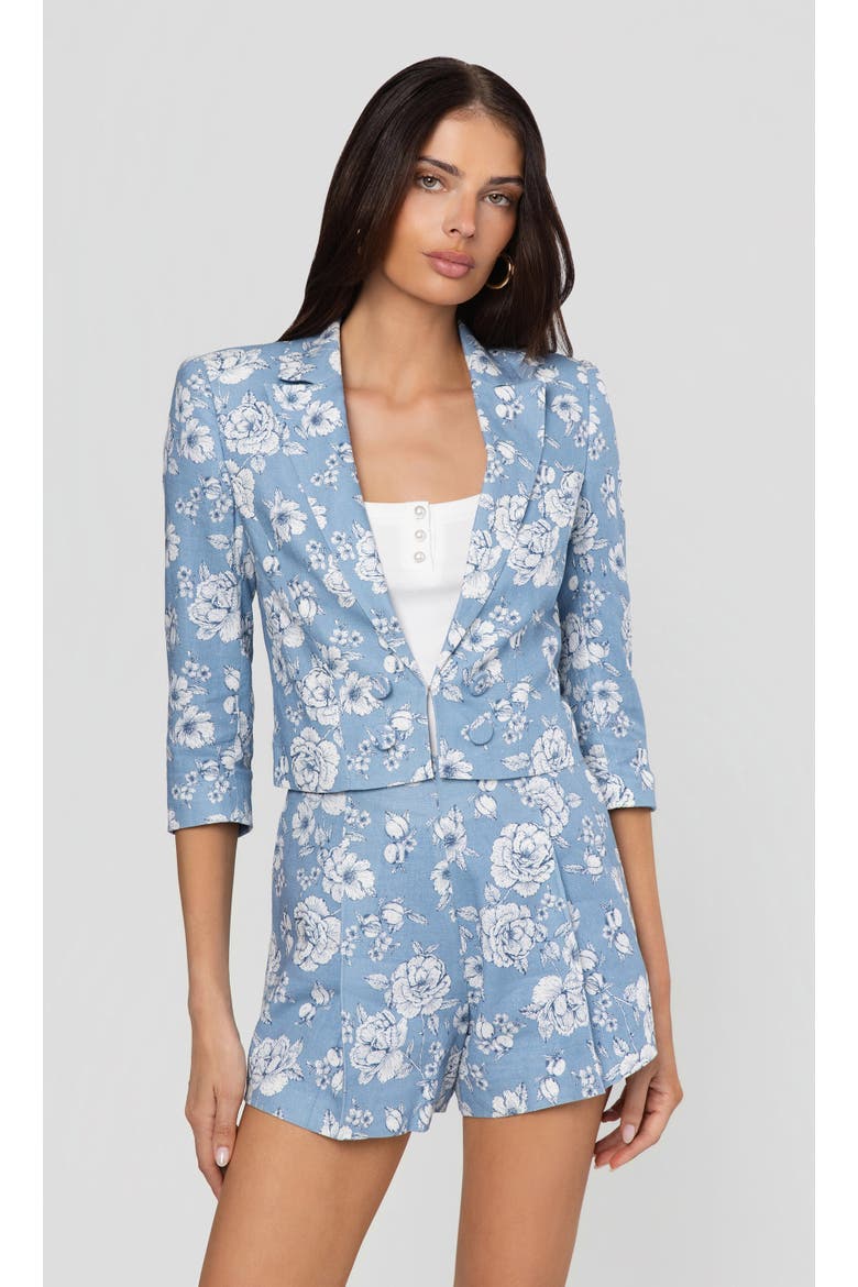 Emmeline Floral Linen Blazer, Main, color, Heritage Toile Bl/Wh