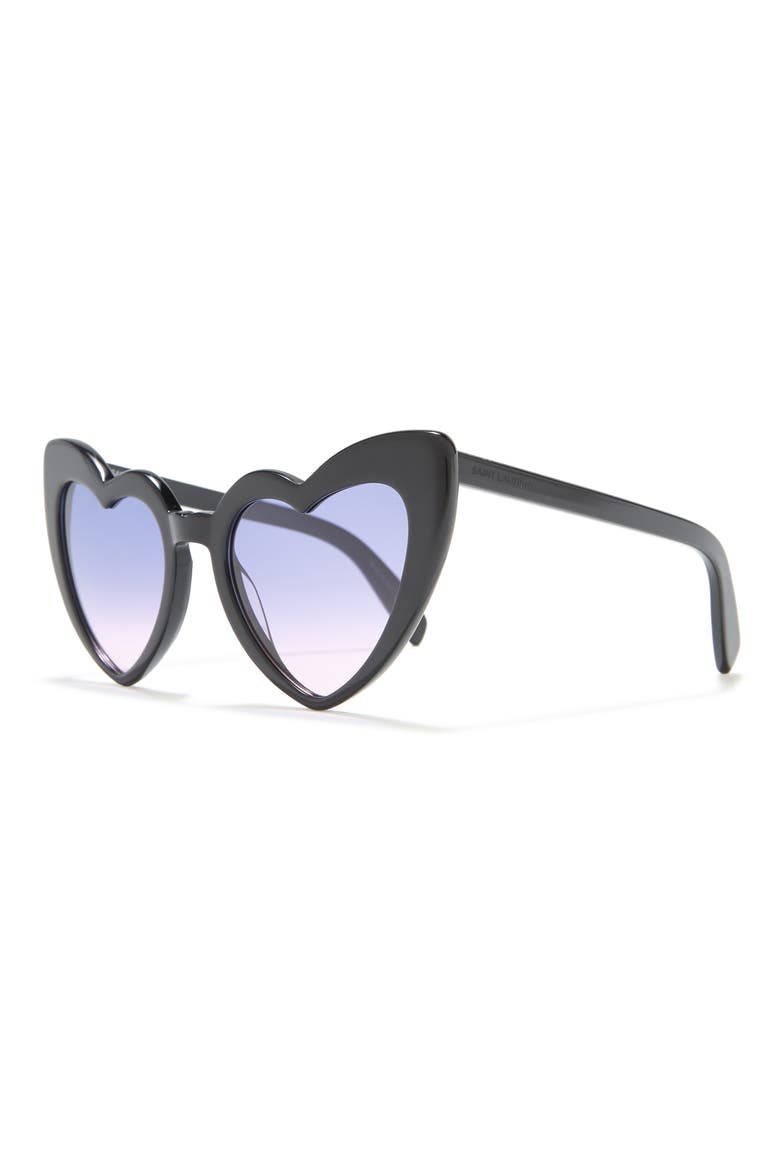 54mm Heart Shaped Fashion Sunglasses, Alternate, color, BLACK BLACK VIOLET