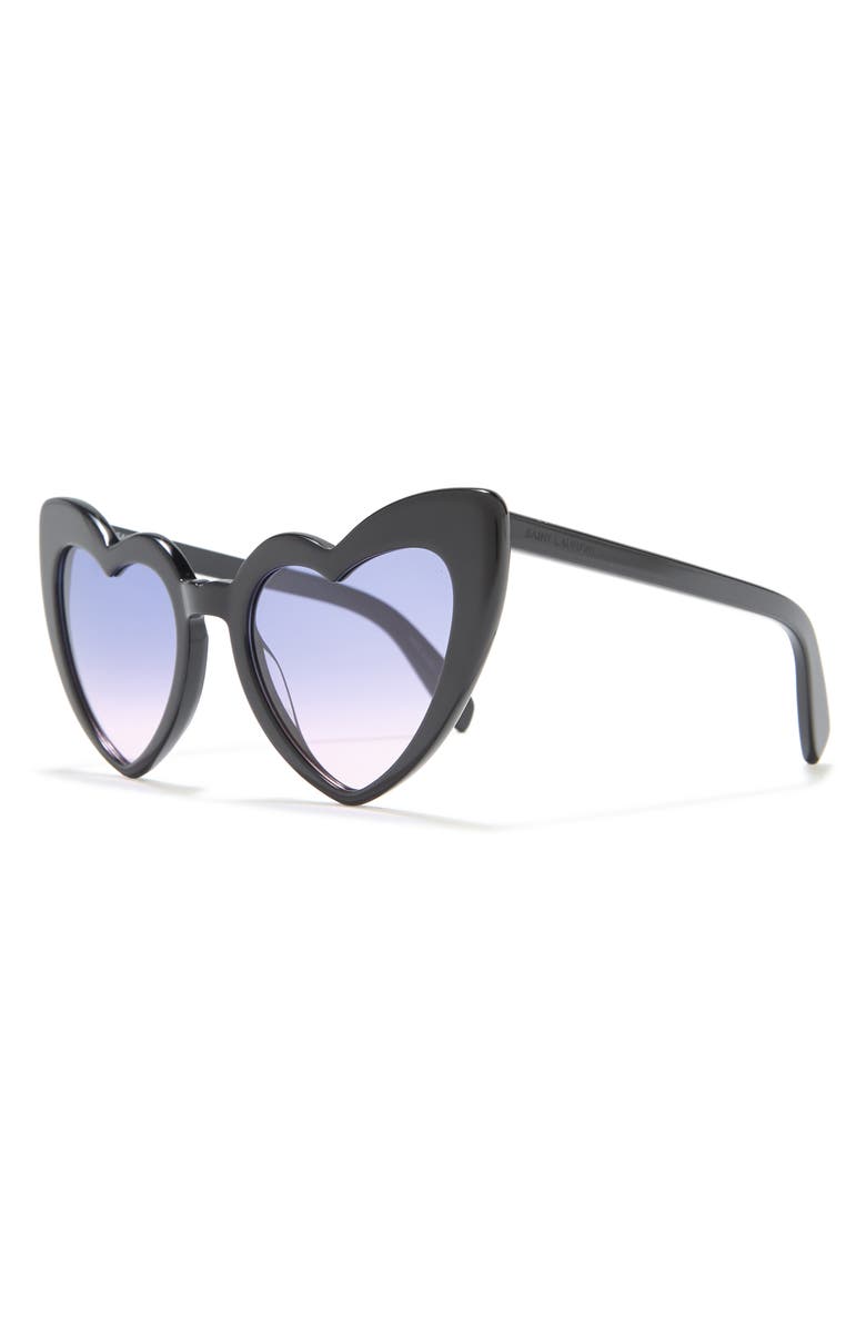 Saint Laurent 54mm Heart Shaped Fashion Sunglasses, Alternate, color,