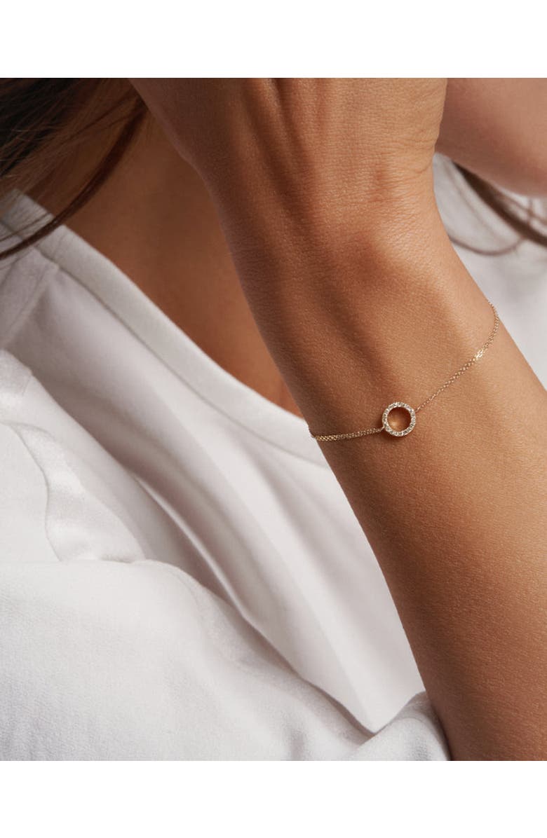 ZARUX Elegant Gold Circle Bracelet with Pavé Diamonds, Alternate, color, Yellow Gold