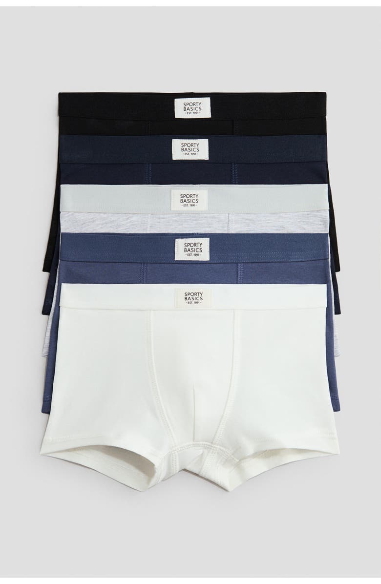H&M 5-pack Cotton Trunks, Main, color, Navy Blue/Dusty Blue