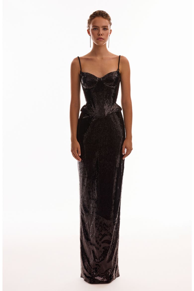 Fitted High-Waist Sequin Pencil Maxi Skirt for Cocktail Events, Alternate, color, Black