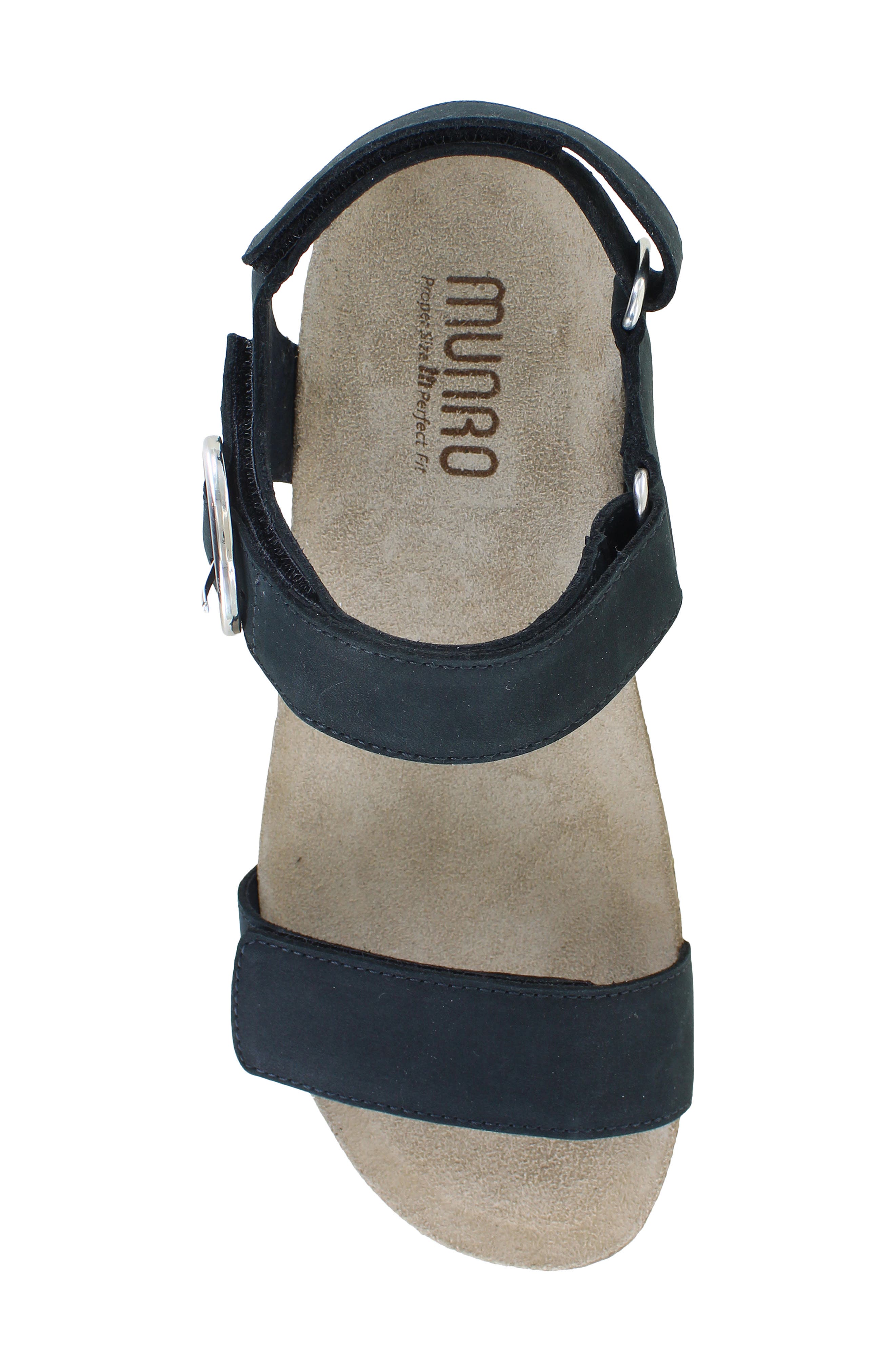 Munro Sintra Wedge Sandal, Alternate, color, Black Nubuck