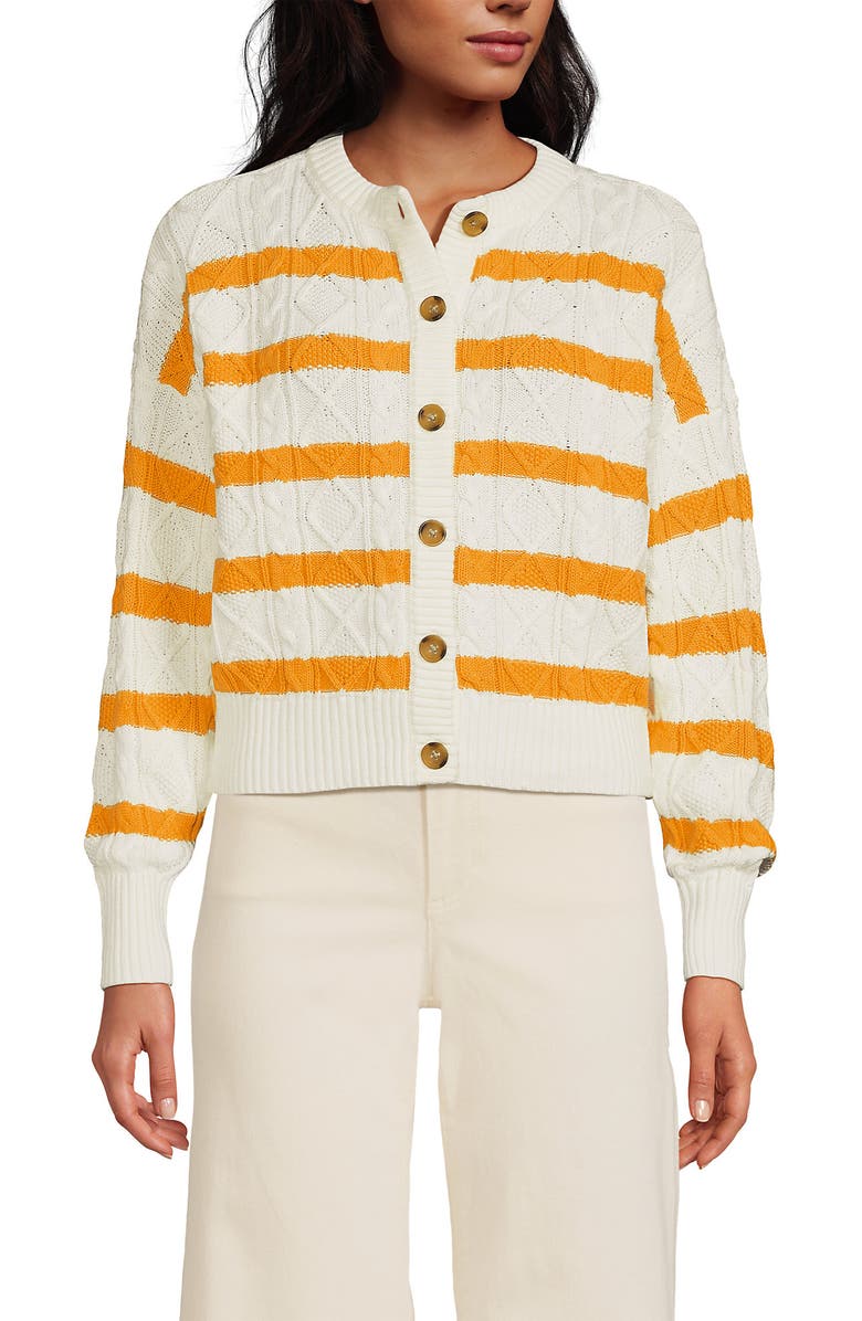Lands' End Drifter Relaxed Cable Cardigan Sweater, Main, color,