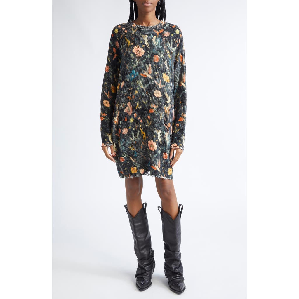 R13 Distressed Floral Grunge Sweater Dress R13 Distressed Floral Grunge Sweater Dress