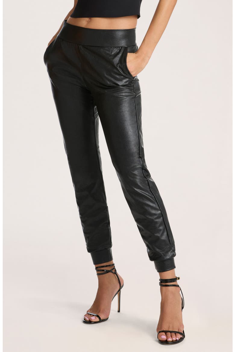 Faux Leather Joggers, Main, color, BLACK