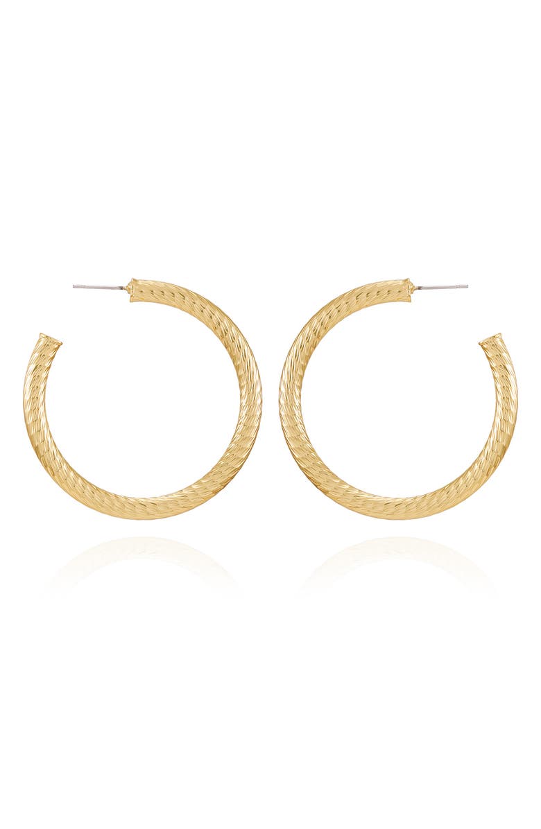 Vince Camuto Textured Hoop Earrings, Alternate, color, Goldtone3