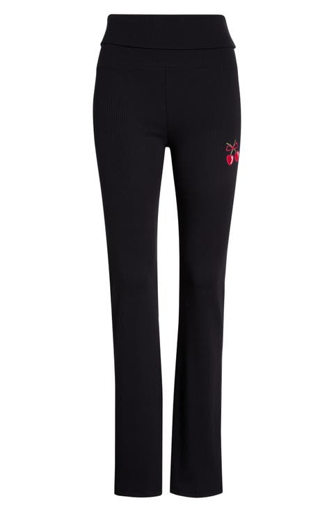 Cherry High Waist Foldover Rib Pants