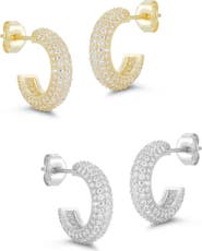 GLAZE JEWELRY Set of 2 Sterling Silver Hoop Earrings
