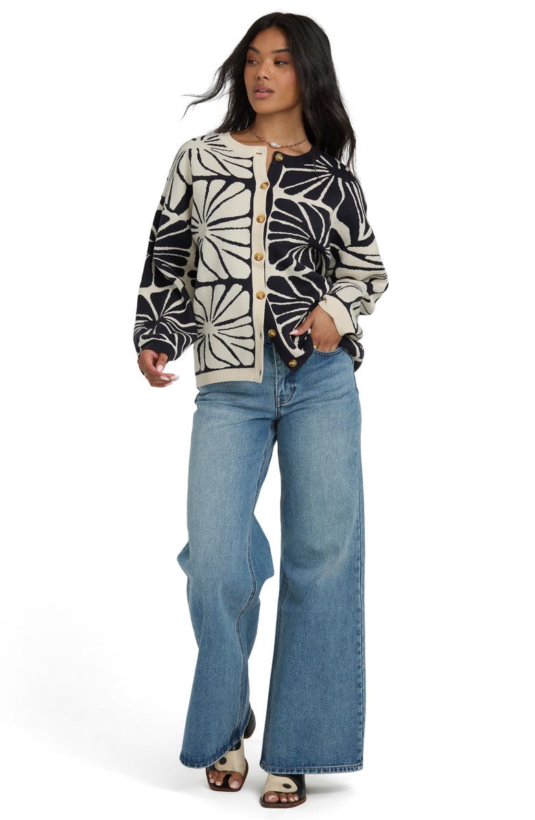 Billabong Overheated Colorblock Cotton Blend Cardigan, Alternate, color, Black Sands