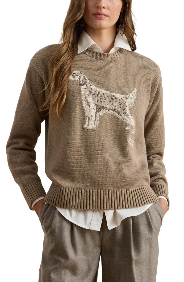 Lauren Ralph Lauren Intarsia English Setter Cotton Sweater, Main, color, Adirondack Heather Multi