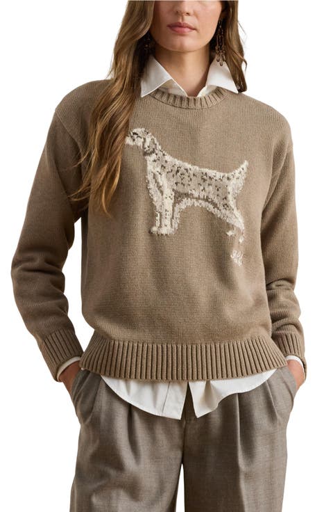 Intarsia English Setter Cotton Sweater