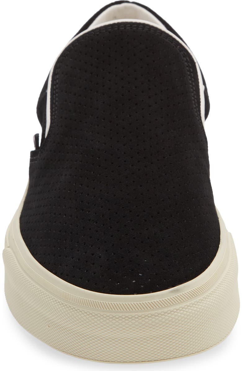 TOM FORD Jude Perforated Suede Slip-On Sneaker, Alternate, color, Black/ Cream