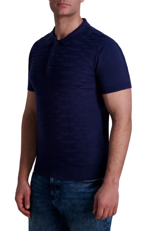 Karl Lagerfeld Kl Monogram Knitted Polo Shirt In Navy